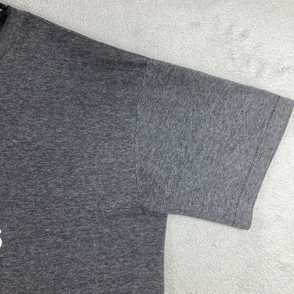 Adidas Shirt Adult Large Dark Gray Logo Sports Workout Casual Comfort SS - Picture 6 of 12